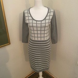 Pink Rose size Large Grey and Cream sweater dress